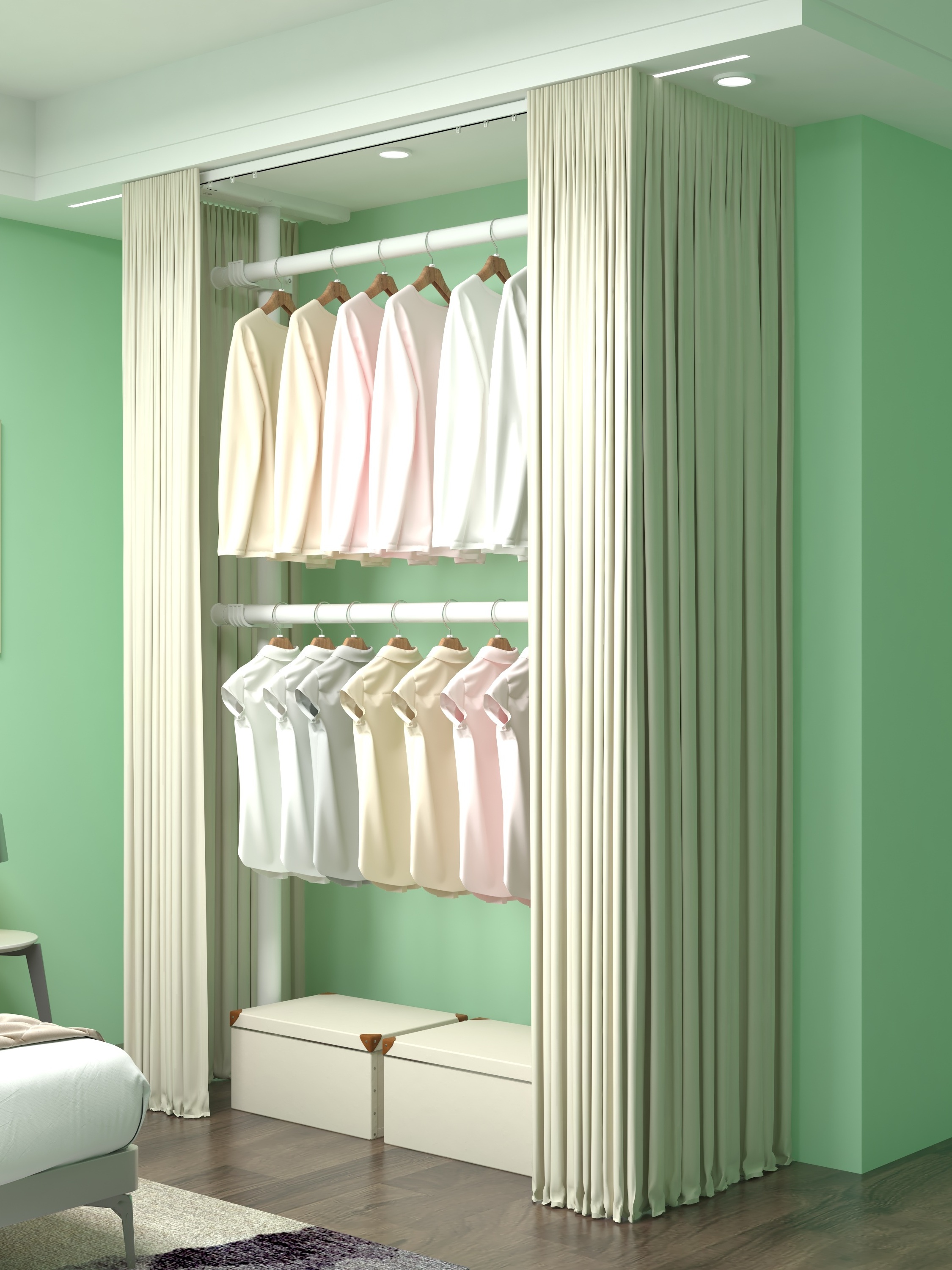 Best selling Pole system Wardrobe White Wardrobe Closets Heavy Duty family use Combination wardrobe