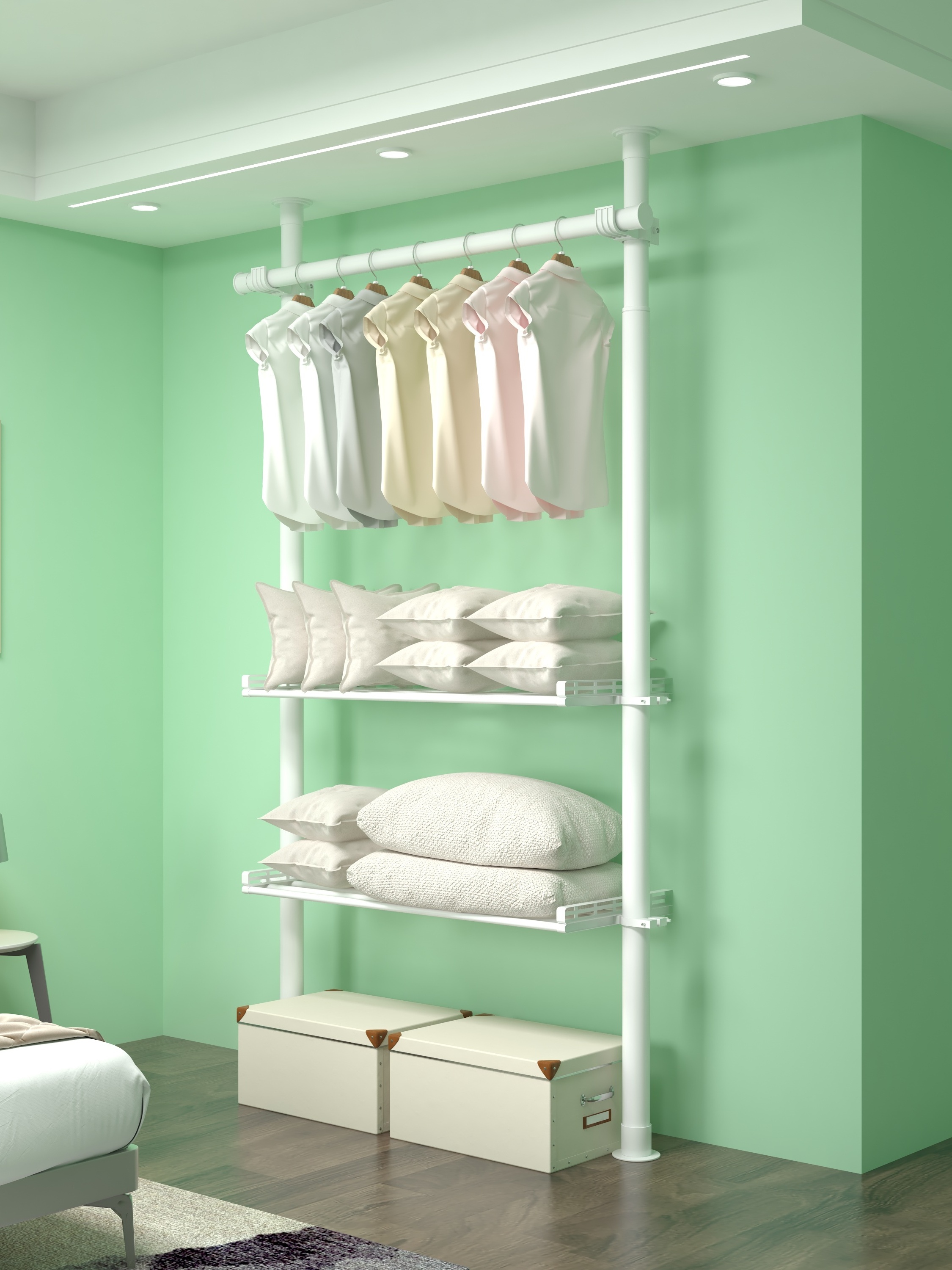 Best selling Pole system Wardrobe White Wardrobe Closets Heavy Duty family use Combination wardrobe