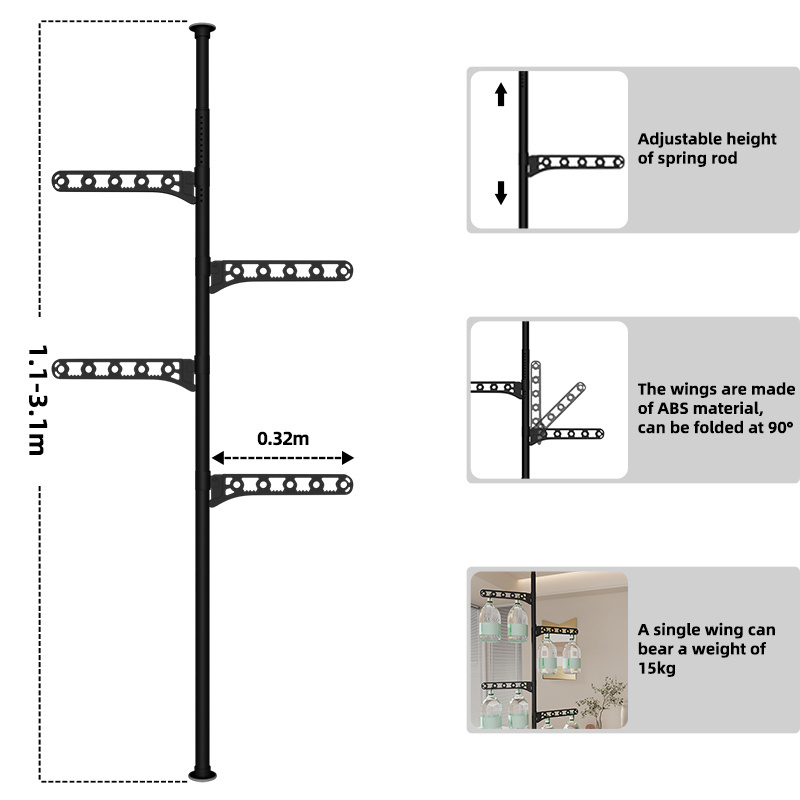 Coat rack Heavy Duty Floor metal Pipe Drying Rack Clothes Modern Iron coat hanger Corner Kids Standing Coat Rack