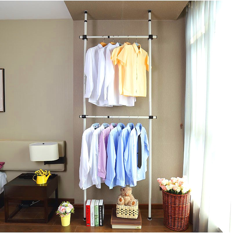 Wholesale Floor to Ceiling Rod for Home Bedroom Retail Clothes Organizer Adjustable Garment Racks Heavy Duty Hang Clothes Rack