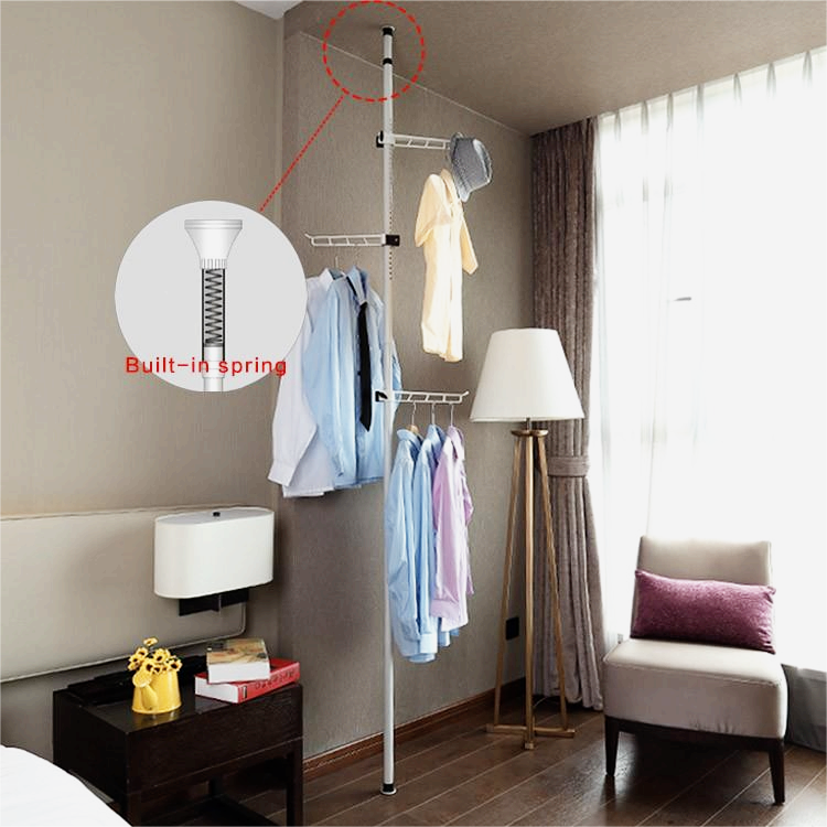 Modern Telescopic Clothes Hanger Rack Metal Portable Children's Clothes Rack Entryway Bench Coat Rack Stand