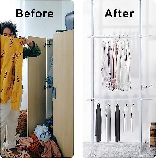 Adjustable Clothes Rack Corner metal WARDROBE Detachable Hanging Clothes Rack For Bedroom