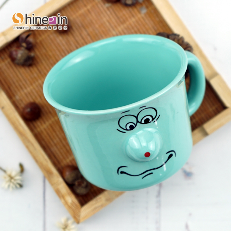 white porcelain tea cup irregular ceramic coffee mug hand painted souvenir 3d ceramic mug nose ceramic mugs with smile face