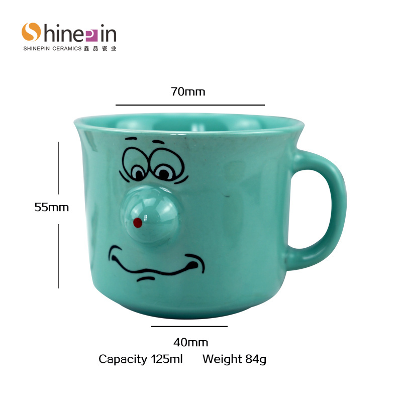 white porcelain tea cup irregular ceramic coffee mug hand painted souvenir 3d ceramic mug nose ceramic mugs with smile face