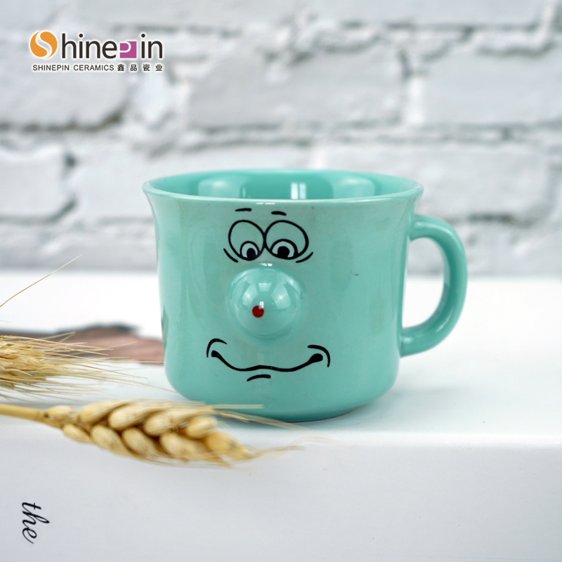 white porcelain tea cup irregular ceramic coffee mug hand painted souvenir 3d ceramic mug nose ceramic mugs with smile face