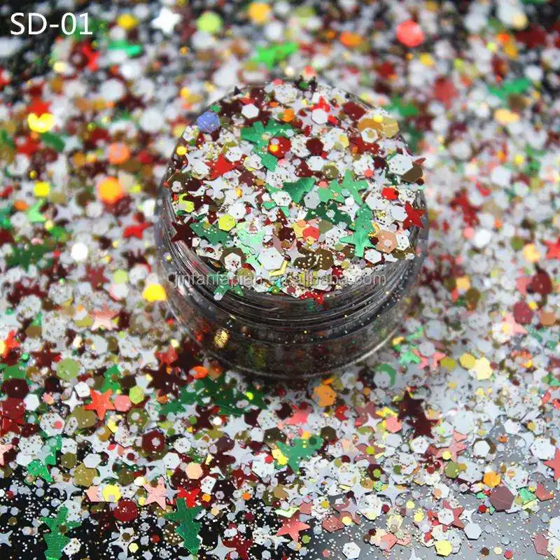 Bulk Glitter For Nail Body Powder Mixed Snowflakes New Year Chunky Christmas Glitter