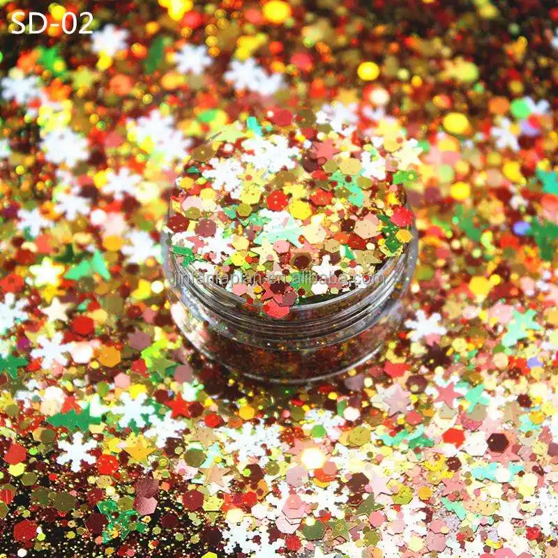 Bulk Glitter For Nail Body Powder Mixed Snowflakes New Year Chunky Christmas Glitter