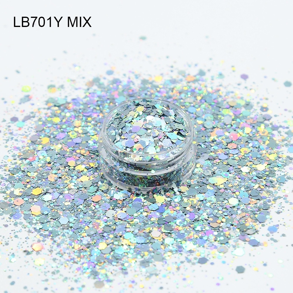 Holographic tumbler mix glitter powder wholesale bulk  nail art decoration chunky glitter