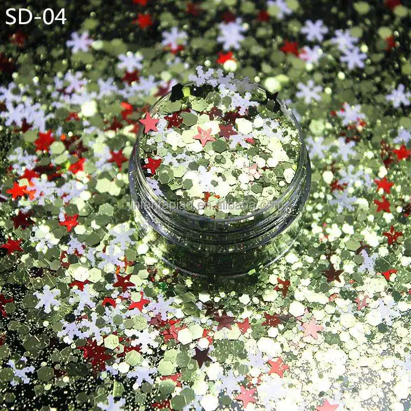 Bulk Glitter For Nail Body Powder Mixed Snowflakes New Year Chunky Christmas Glitter