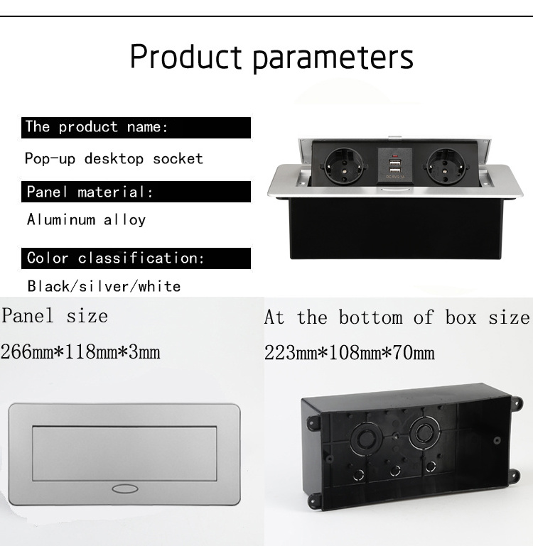 The factory hidden  Soil gold usb tabletop electrical plug   power socket box Indonesia slow lift pop up EU desktop socket