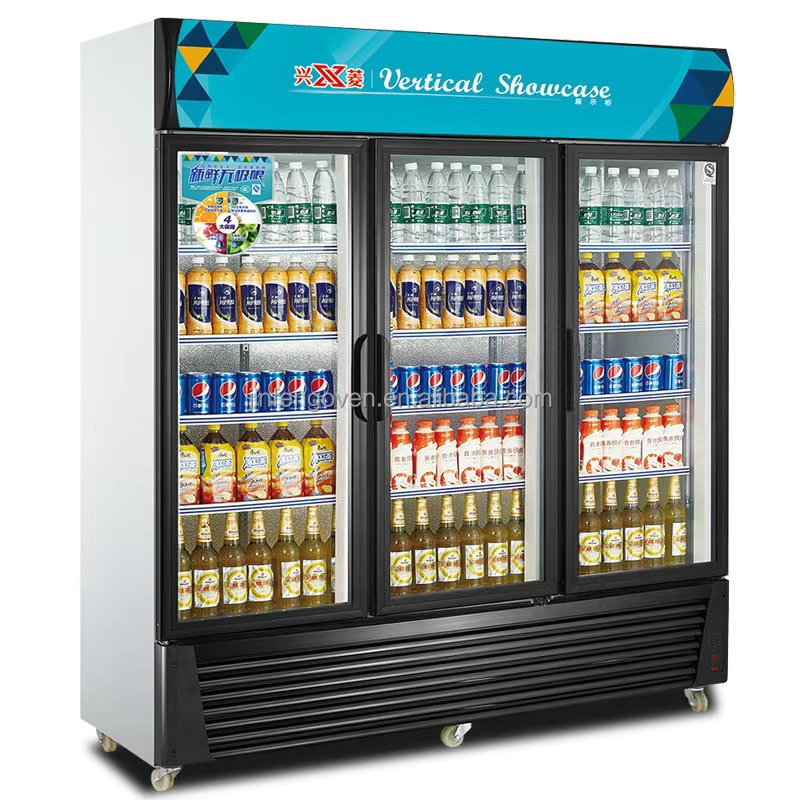 Commercial Beverage Display Fridge refrigerated showcase beverage beer vertical showcase for Supermarket