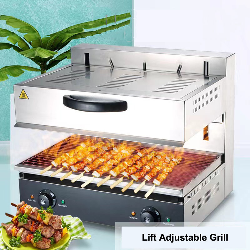 Stainless Steel Counter Top Electric Food Pizza Oven Chicken Roaster Grill Salamander / Adjustable Lift Salamander