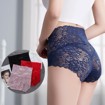 Custom Cotton Lingerie Fat Plus Size Ladies Sexy Panty Seamless Floral Underwear Mature Mash Lace Cut Women's High Waist Panties