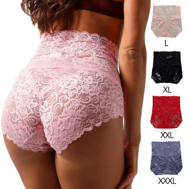 Custom Cotton Lingerie Fat Plus Size Ladies Sexy Panty Seamless Floral Underwear Mature Mash Lace Cut Women's High Waist Panties