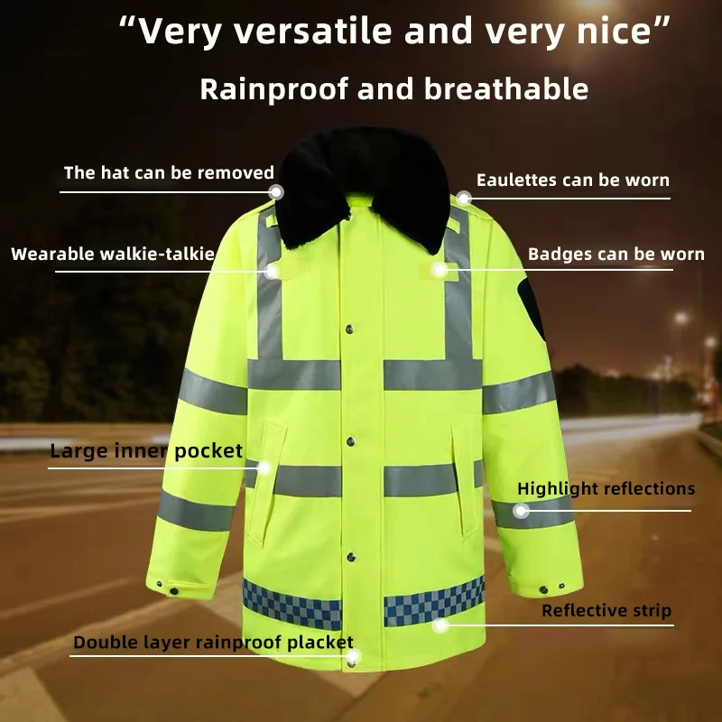 Hot sale Hi vis long sleeves protective working safety reflective vest with clear reflective straps