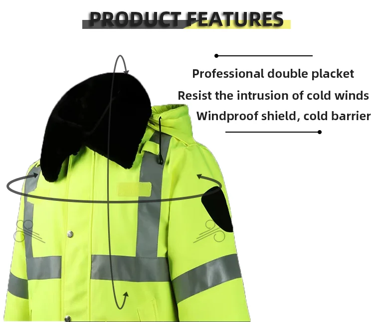 Hot sale Hi vis long sleeves protective working safety reflective vest with clear reflective straps