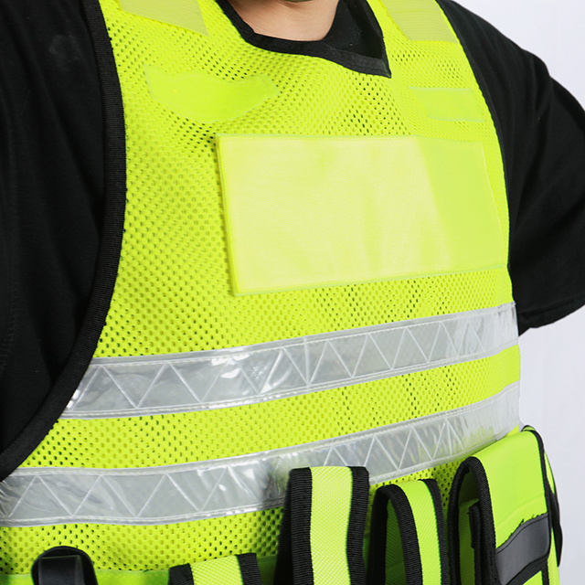 custom high visibility traffic tactical safety green reflective vest