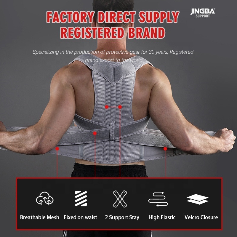 JINGBA OEM/ODM Service Posture Corrector Back Brace for Men and Women Fully Adjustable Straightener for Mid Upper Spine Support