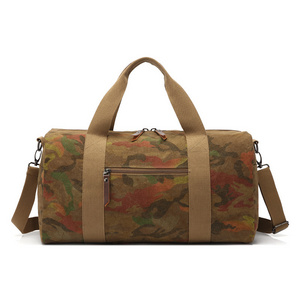 High quality outdoor large canvas camouflage travel sports duffle weekend bags with customized LOGO