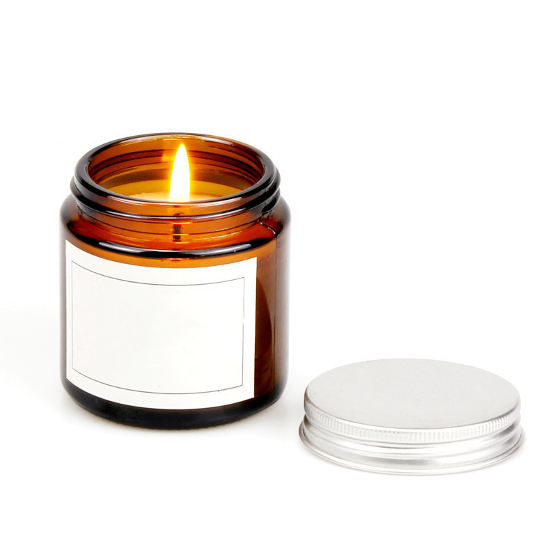 Scented Candle Containers 15G 30G 50G 100G 200G 250G Amber Straight Sided Glass Candle Jar With Screw Lids