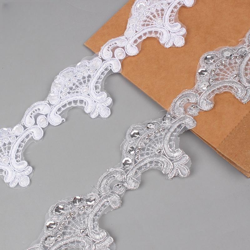 New DIY6.0 cm wide lace beaded home textile bedding lace tablecloth skirt hem