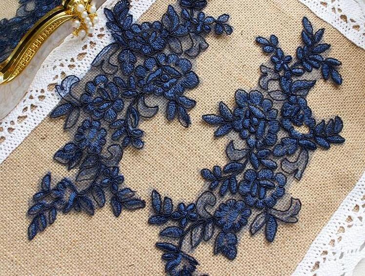 Wedding dress veil lace applique DIY lace embroidered flower applique