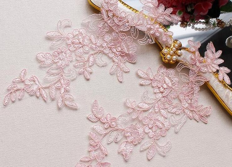 Wedding dress veil lace applique DIY lace embroidered flower applique