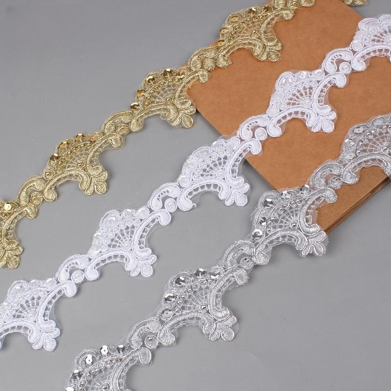 New DIY6.0 cm wide lace beaded home textile bedding lace tablecloth skirt hem