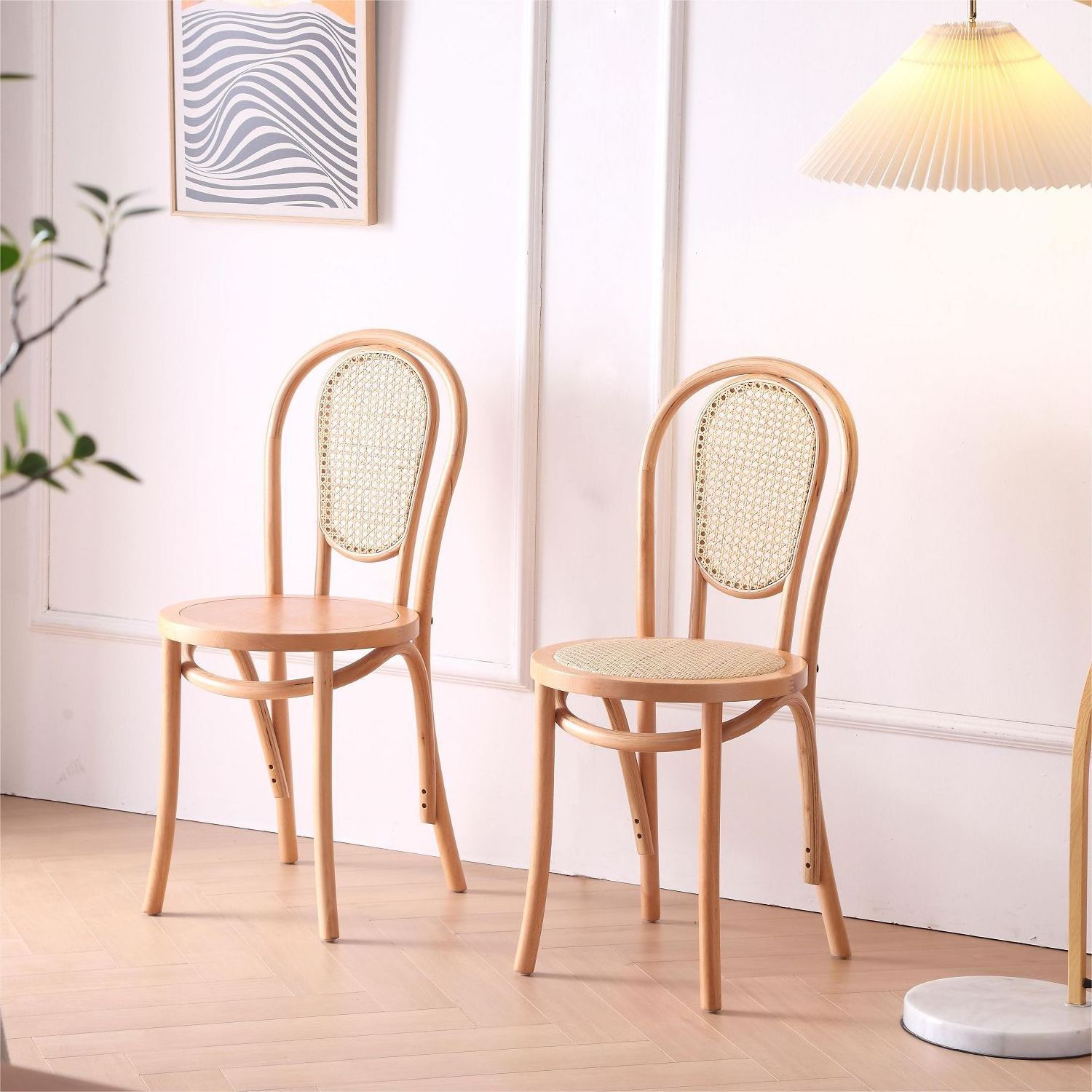 wholesale restaurant furniture wood rattan Back upholstered coffee cane woven dining room chair cane wood restaurant chairs