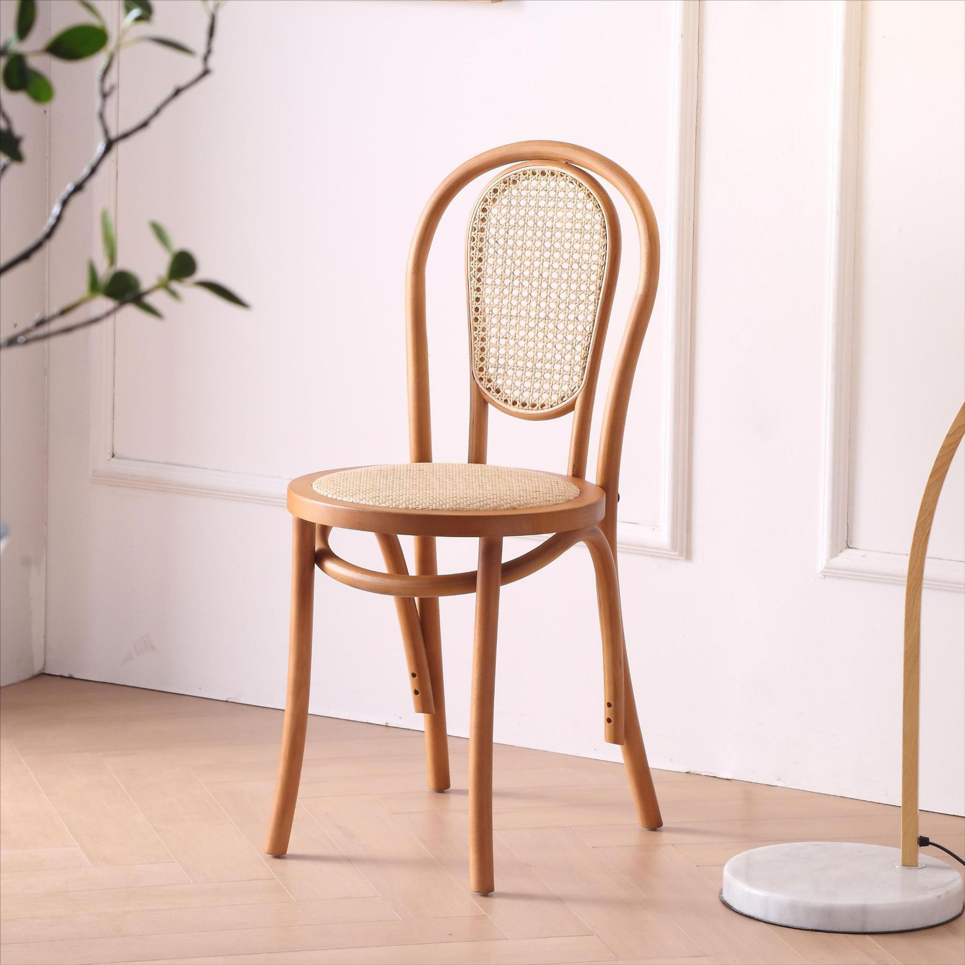 wholesale restaurant furniture wood rattan Back upholstered coffee cane woven dining room chair cane wood restaurant chairs