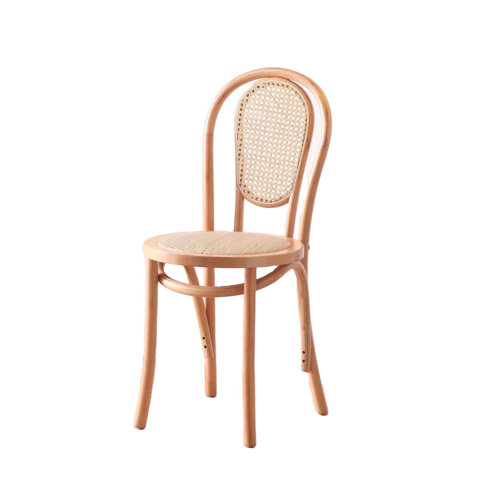 wholesale restaurant furniture wood rattan Back upholstered coffee cane woven dining room chair cane wood restaurant chairs