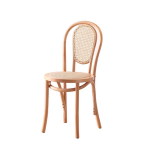 wholesale restaurant furniture wood rattan Back upholstered coffee cane woven dining room chair cane wood restaurant chairs