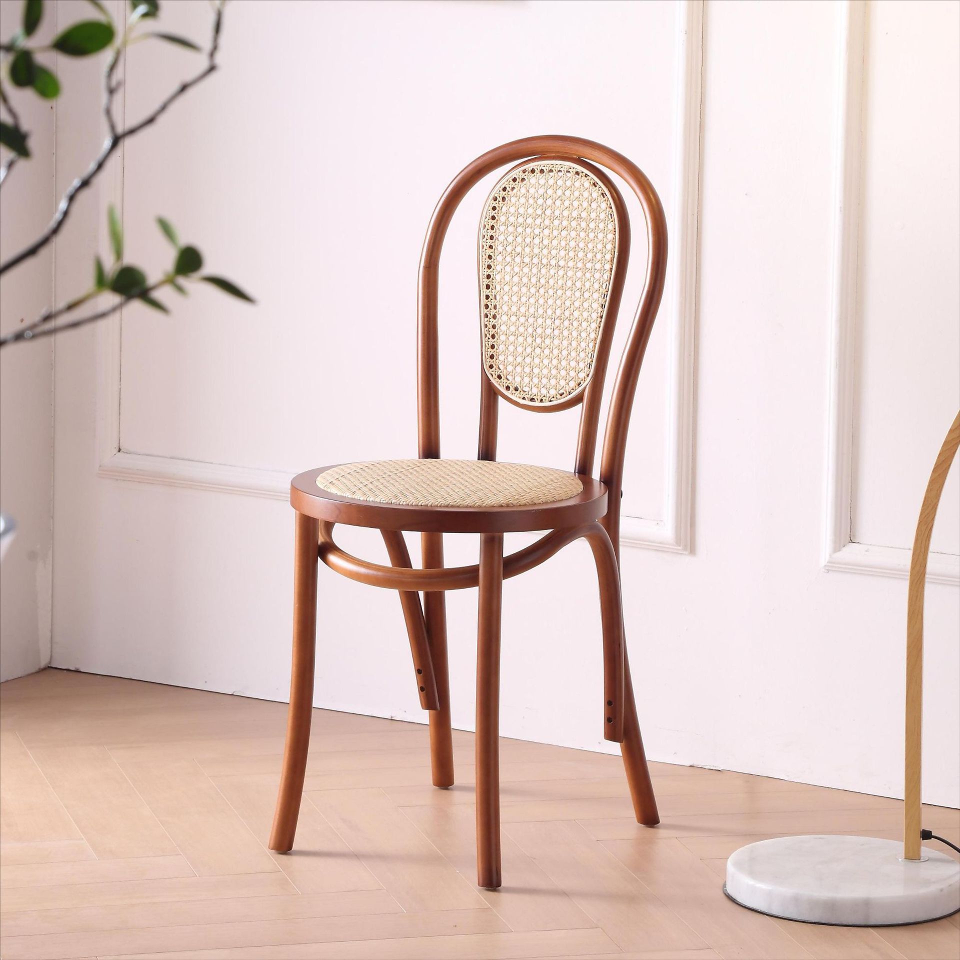 wholesale restaurant furniture wood rattan Back upholstered coffee cane woven dining room chair cane wood restaurant chairs