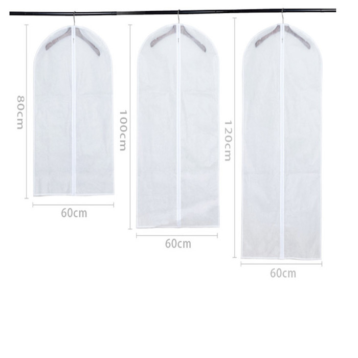 Customized Printing Logo Cheap ECO Dustproof White Zipper Clear Non-woven Garment Dust Cover Bags for Closet Wardrobe Hallstand