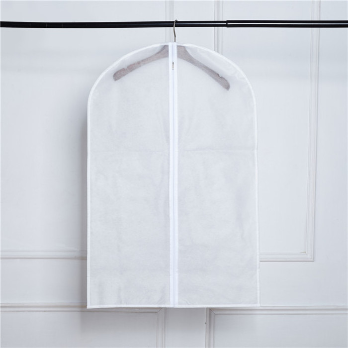 Customized Printing Logo Cheap ECO Dustproof White Zipper Clear Non-woven Garment Dust Cover Bags for Closet Wardrobe Hallstand