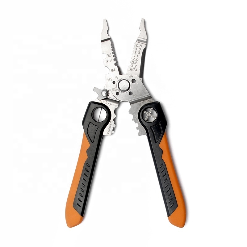 Professional 8.5in Stainless Steel Non-slip PP Handle Wire  Cutter Crimping Pliers Wire Strippers