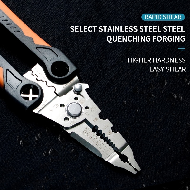 8.5in Multi-functional Wire Stripping Pliers Tools Stainless Steel Safety Wire Twisting Pliers