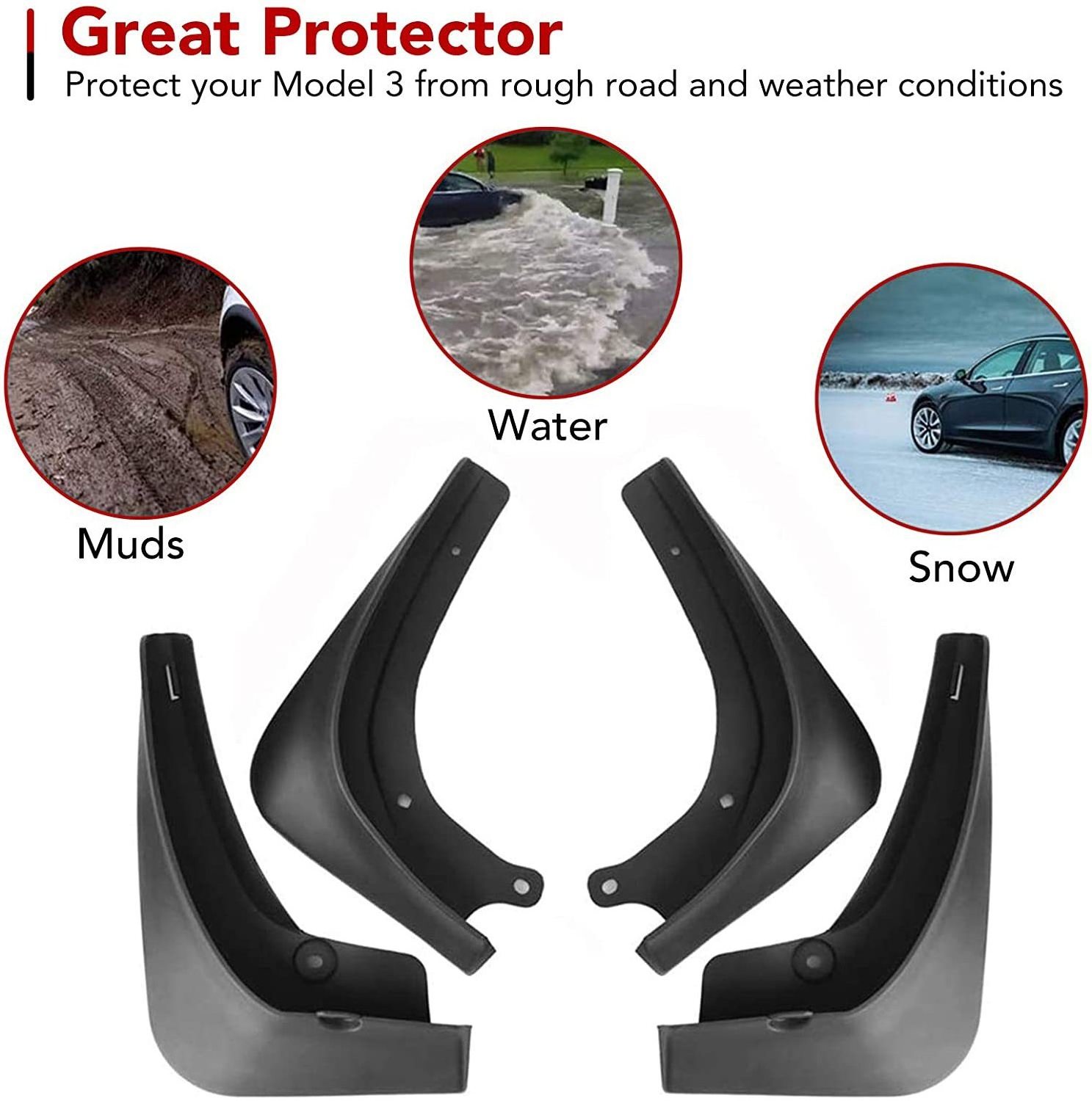 Car Fender Soft adhesive mud retaining skin rear wheel mud retaining accessories suitable for Tesla Model 3