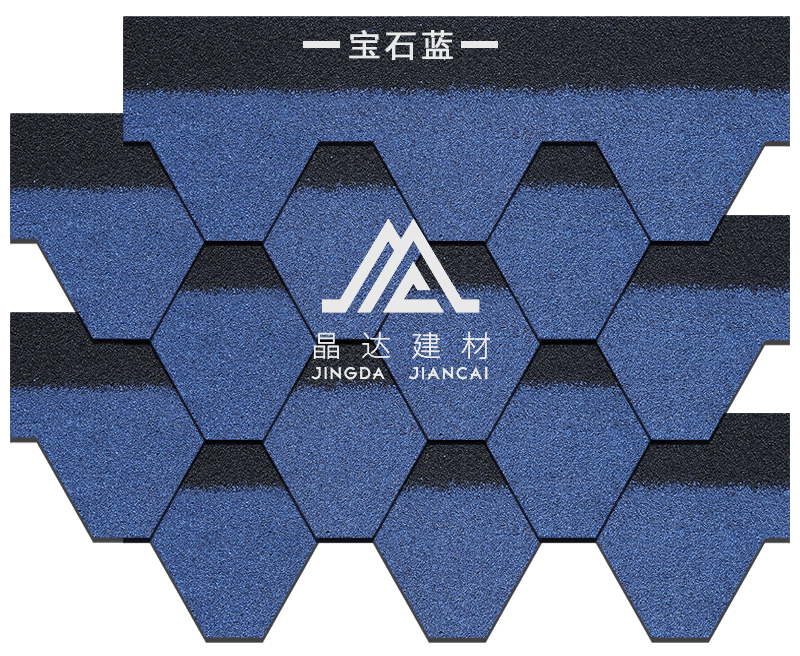 Jingda import building material from china cheap blue hexagonal asphalt shingle