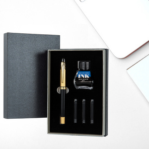 Luxury metal fountain pen set with ink gift box package business gift fountain pen with cartridge