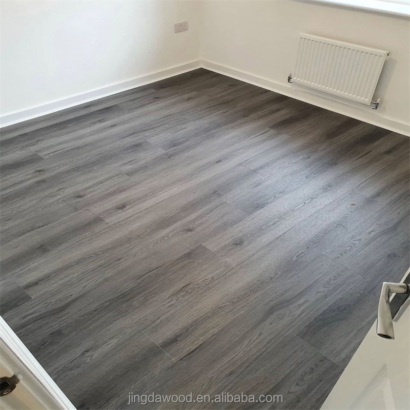 Home Decoration Black Grey HDF MDF Material Waterproof Wood Laminate Flooring High Glossy Crystal U-Groove Laminate Flooring