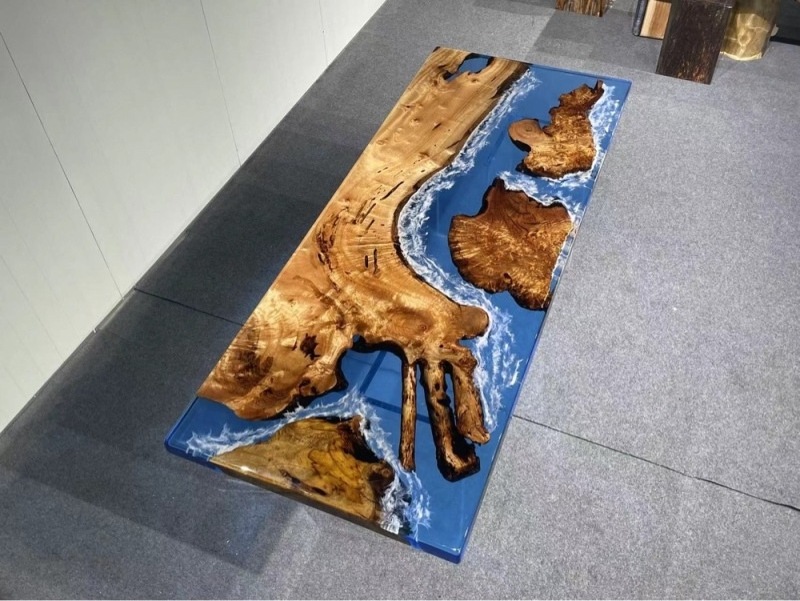 Modern furniture factory directly offer office dinning table top acacia wood epoxy resin river table design