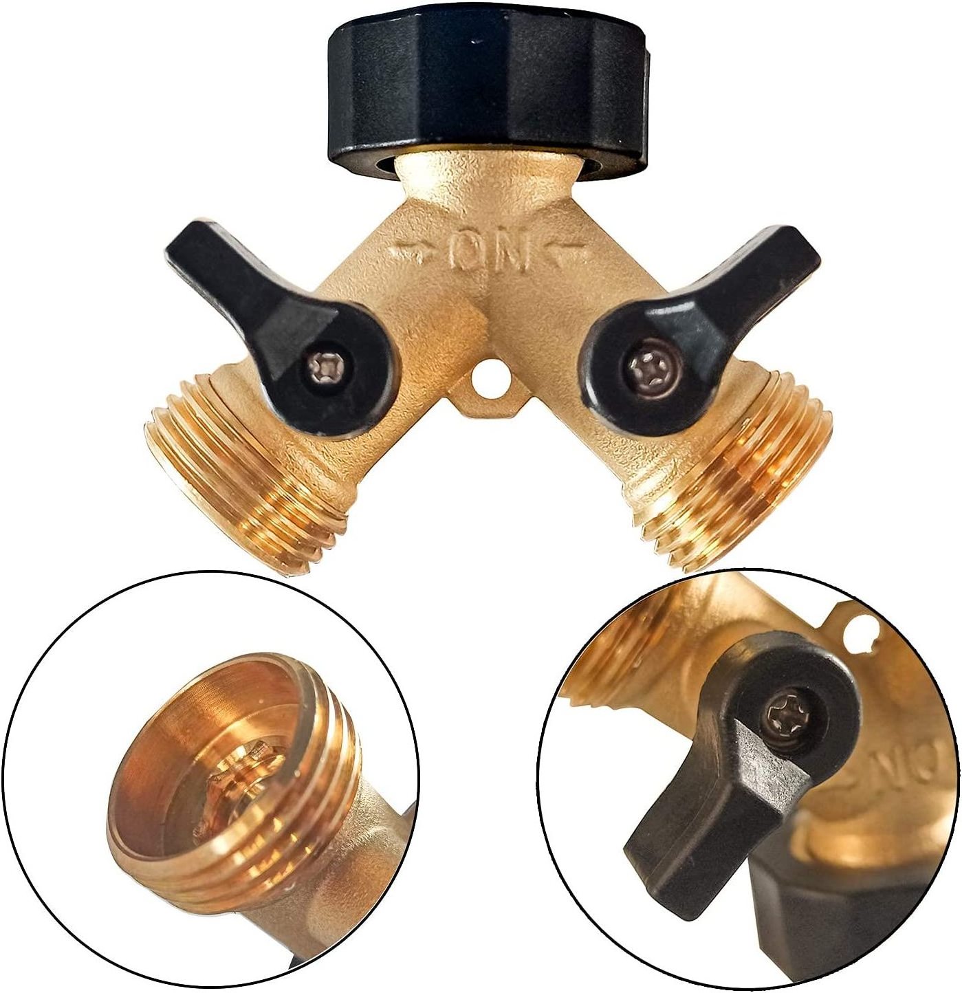 Brass Garden Hose Splitter 2 Way, 3/4 Inch Hose Connector Tap Splitter, Hose Y Splitter