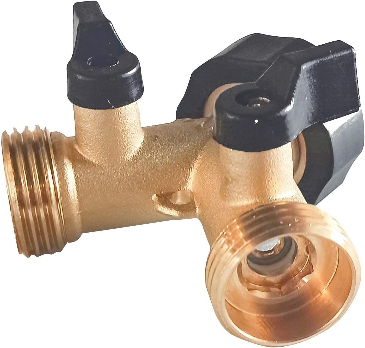 Brass Garden Hose Splitter 2 Way, 3/4 Inch Hose Connector Tap Splitter, Hose Y Splitter