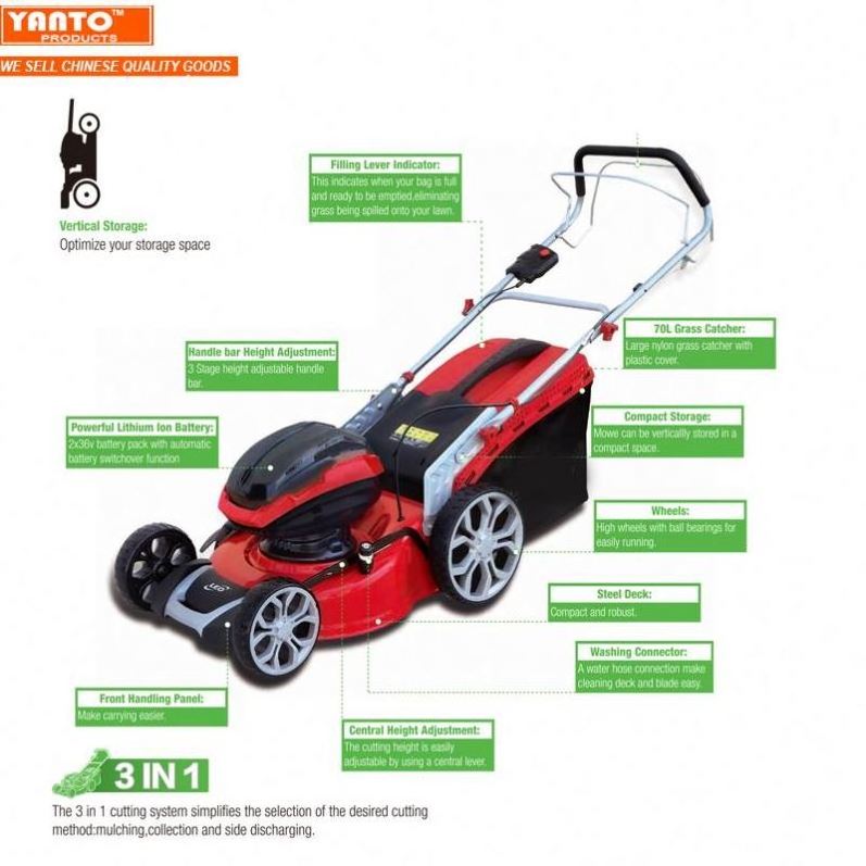 16 inch 36V Lithium Battery Walk behind Cordless Lawn Mower