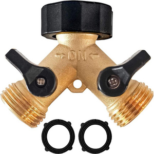 Brass Garden Hose Splitter 2 Way, 3/4 Inch Hose Connector Tap Splitter, Hose Y Splitter