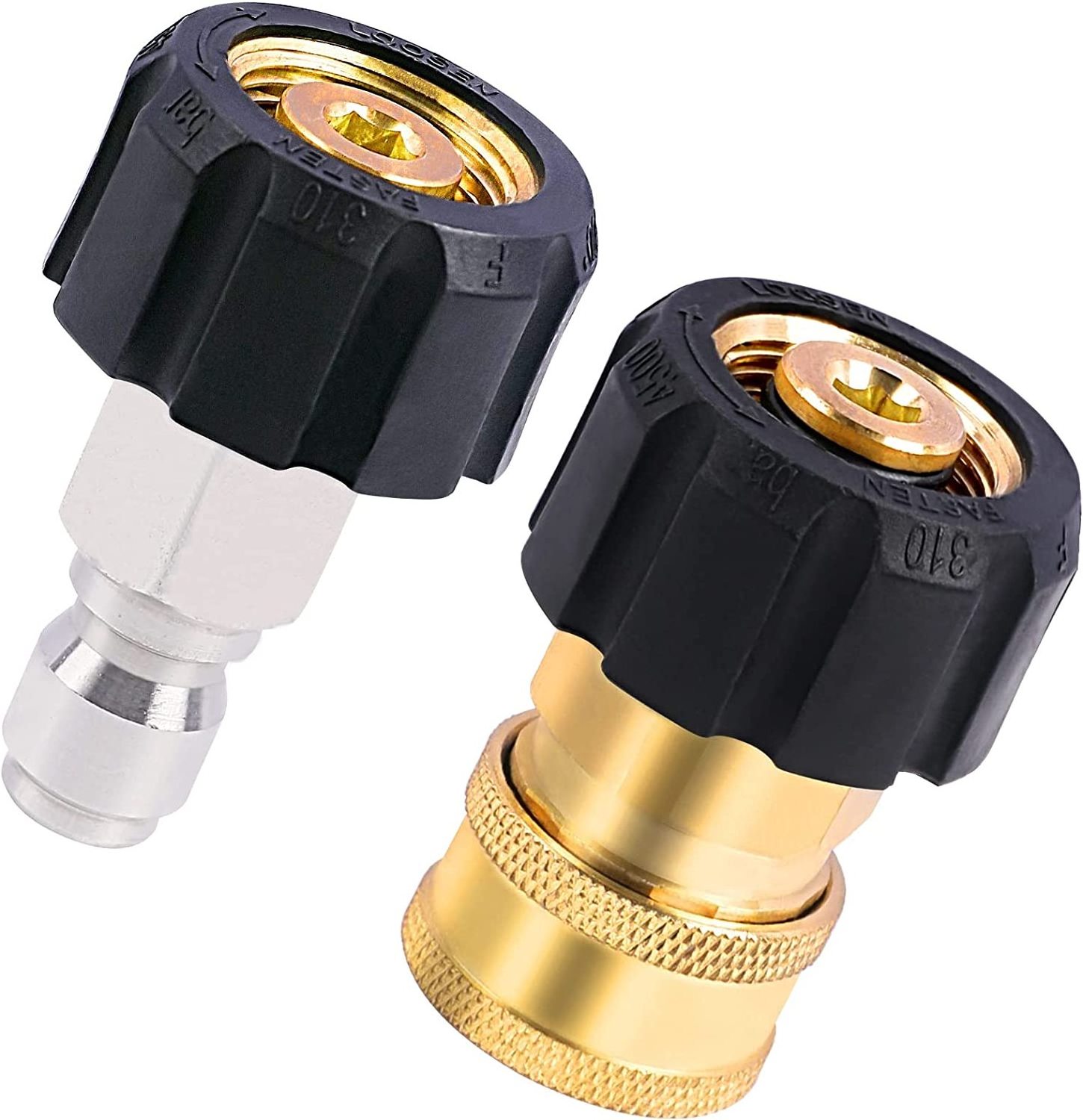 Pressure Washer Adapter Set, M22 14mm to 3/8 inch Quick Connect and Disconnect Fitting, 4500PSI