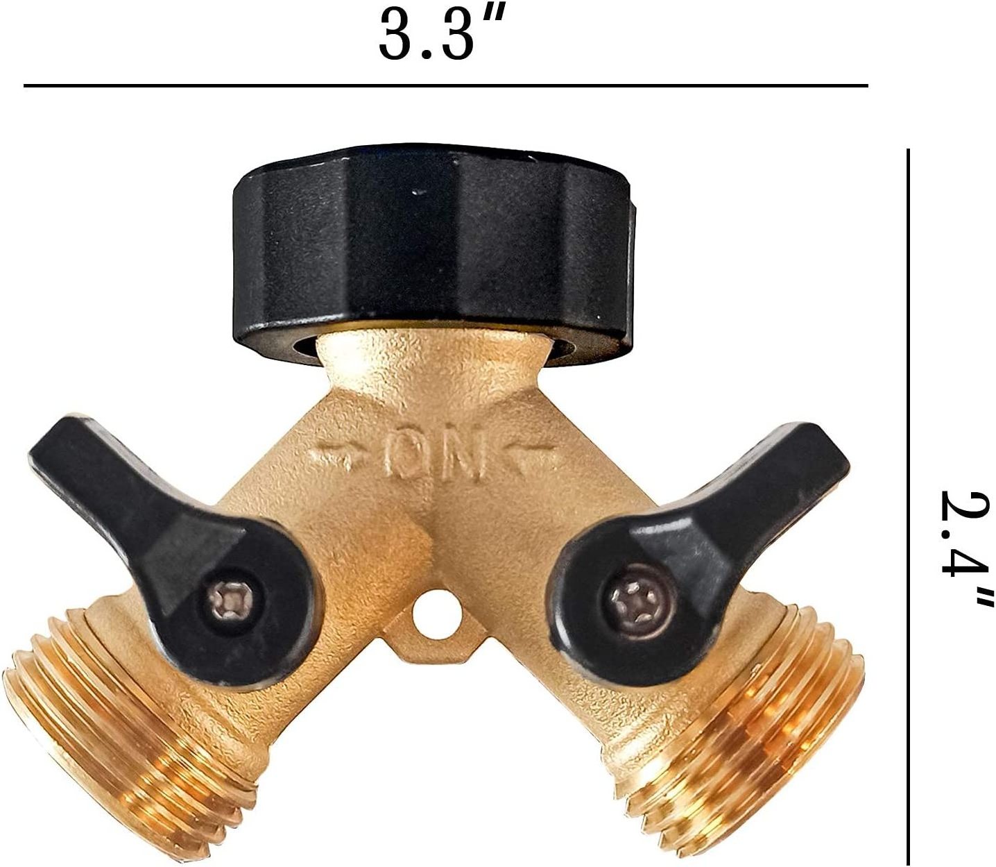 Brass Garden Hose Splitter 2 Way, 3/4 Inch Hose Connector Tap Splitter, Hose Y Splitter