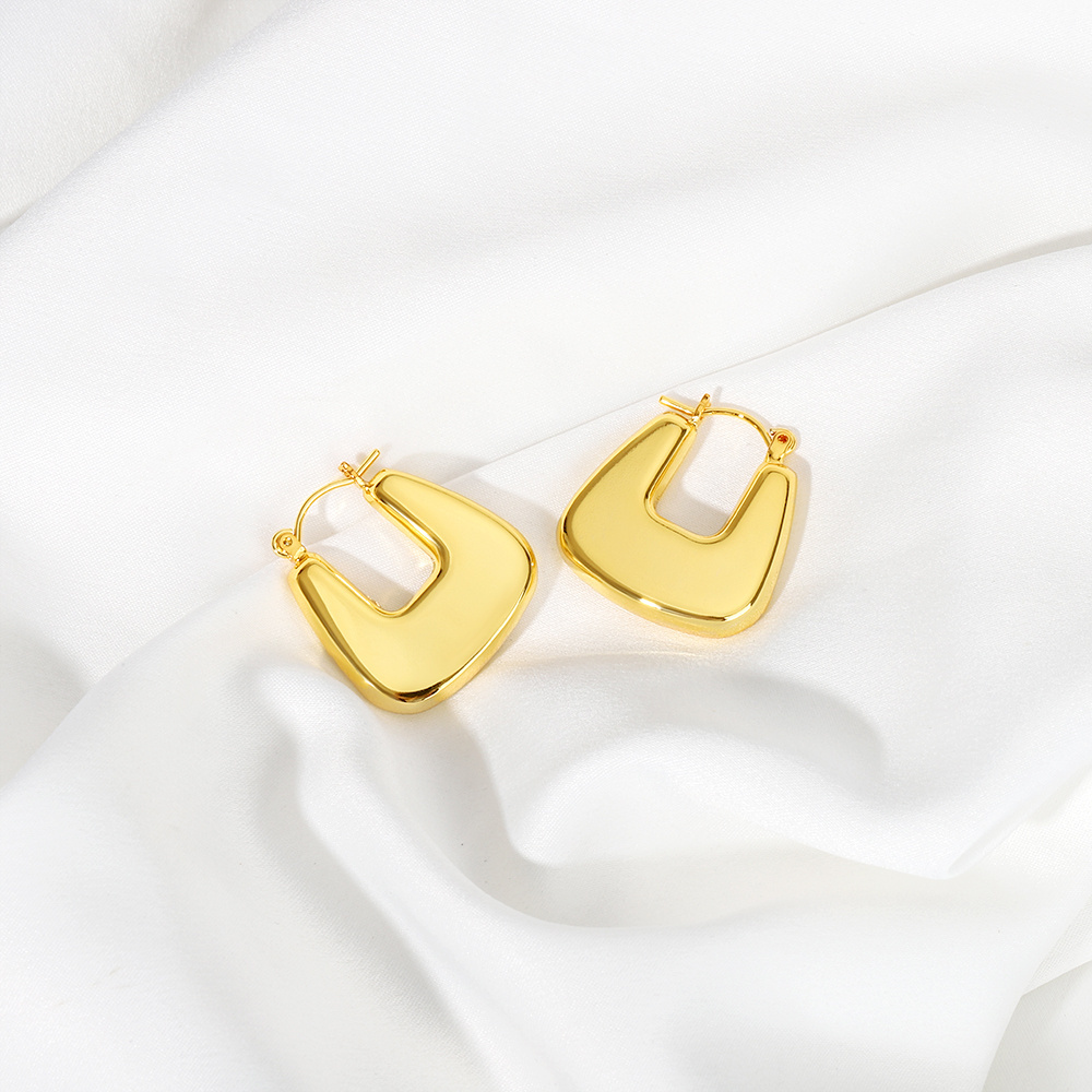 18K Gold Plated Stainless Steel Earrings 2021 Latest Fashion Unique Niche Design U Shaped  Hollow Earrings For Women