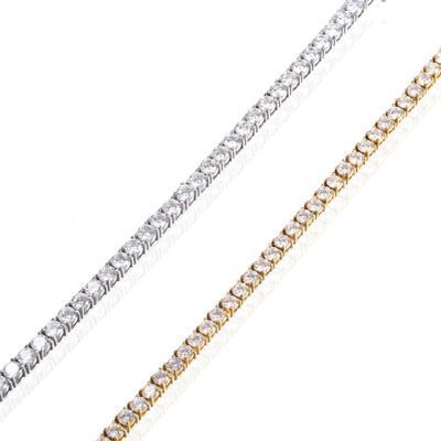 Wholesale Hip Hop Jewelry Fashion Iced Out 18K Gold Plated Zircon Diamond Tennis Chain CZ Stainless Steel Necklace for Men Women